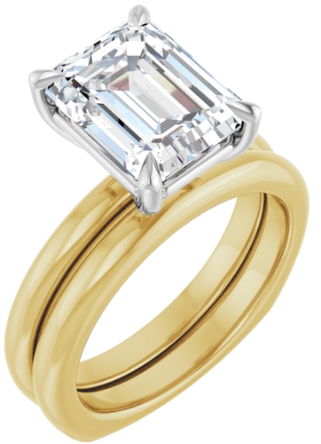 Sužadėtuvių Žiedas „Claw-Prong Euro Shank“ 14k yellow/white gold Emerald 10mm x 8mm (6)