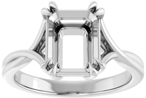 14K White 9x7 mm Emerald Solitaire Engagement Ring Mounting (3)