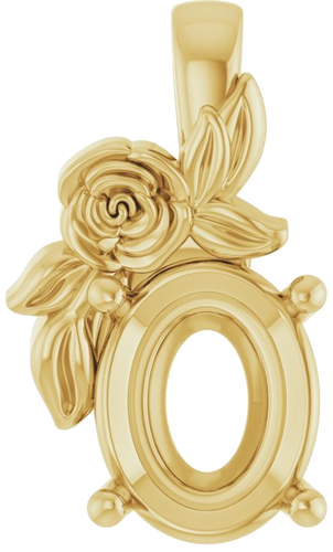 Pakabukas „Solitaire Floral“ 14k yellow gold Oval 10mm x 8mm (1)