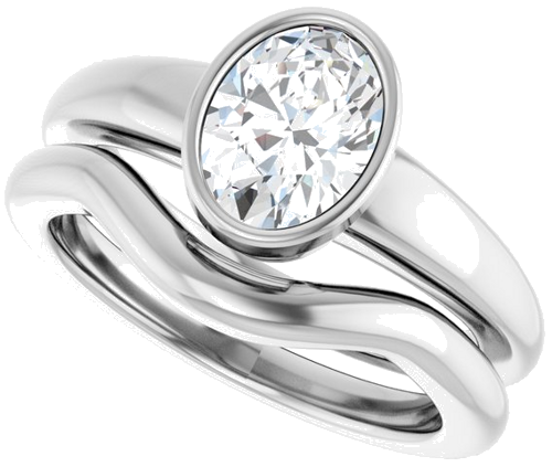 Sužadėtuvių Žiedas „Bezel-Set Solitaire“ 14k white gold Oval 8mm x 6mm (10)