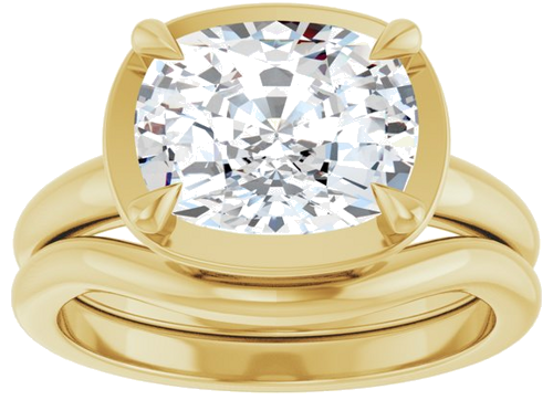 Sužadėtuvių Žiedas „Claw-Prong Solitaire Bezel-Style“ 14k yellow gold Elongated Cushion 10mm x 8mm (8)
