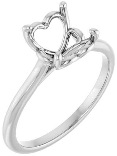 14K White  8 mm Round Solitaire Engagement Ring Mounting (1)