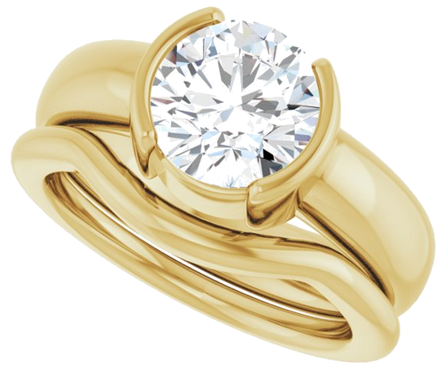 Sužadėtuvių Žiedas „Half-Bezel Solitaire“ 14k yellow gold Round 8mm (10)