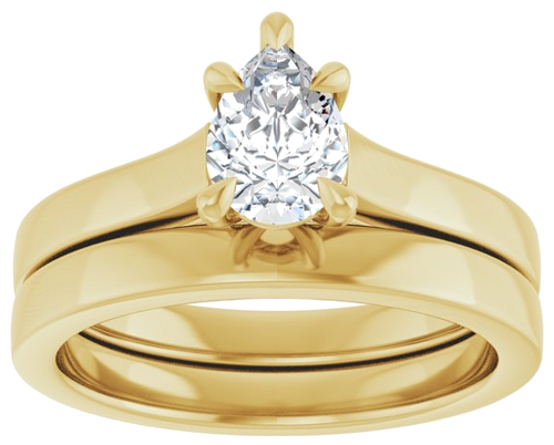 Sužadėtuvių Žiedas „Claw-Prong“ 14k yellow gold Pear 7mm x 5mm (8)