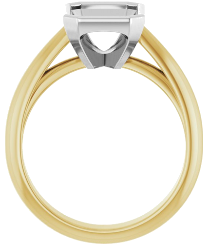 Sužadėtuvių Žiedas „Bezel-Set Solitaire“ 14k yellow/white gold Emerald 10mm x 7mm (2)
