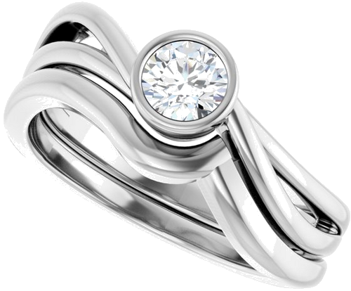 Sužadėtuvių Žiedas „Bezel-Set“ 14k white gold Round 4.4mm (10)