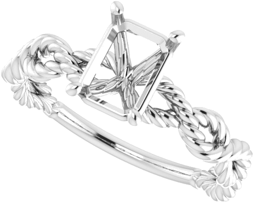 Sužadėtuvių Žiedas „Solitaire Twisted Rope“ 14k white gold Emerald 7mm x 5mm (5)