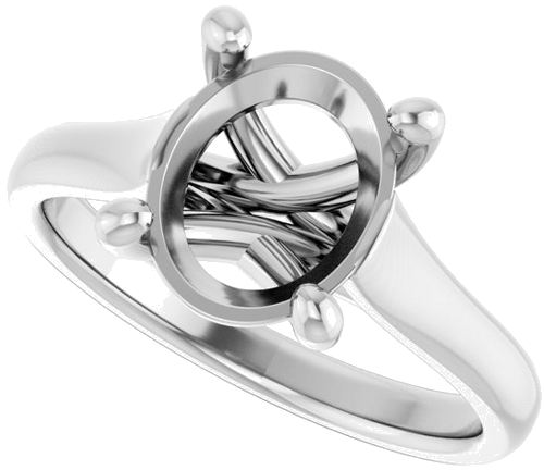 14K White 10x8 mm Oval Solitaire Engagement Ring Mounting (5)