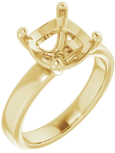 14K Yellow 9 mm Cushion Solitaire Engagement Ring Mounting (1)