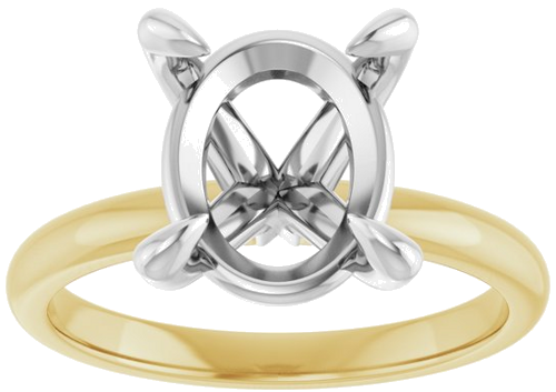 Sužadėtuvių Žiedas „Solitaire“ 585 Baltojo Ir Geltonojo Aukso Oval 11mm x 9mm (3)