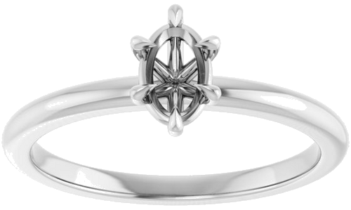 14K White 6x4 mm Oval Solitaire Engagement Ring Mounting (3)
