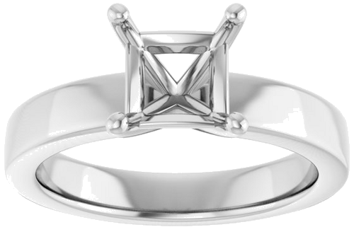 14K White 6 mm Square Solitaire Engagement Ring Mounting (3)