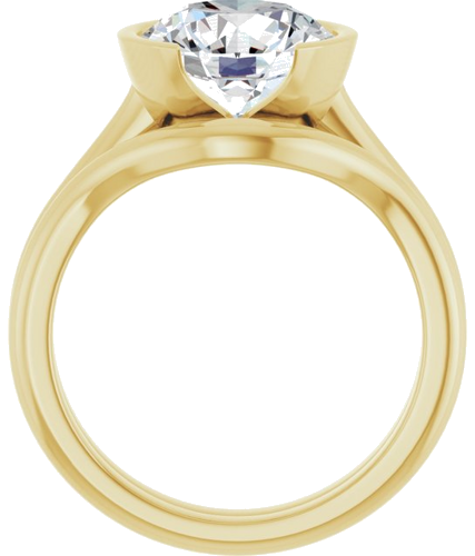 Sužadėtuvių Žiedas „Half Bezel Solitaire“ 585 Geltonojo Aukso Round 9.4mm (7)