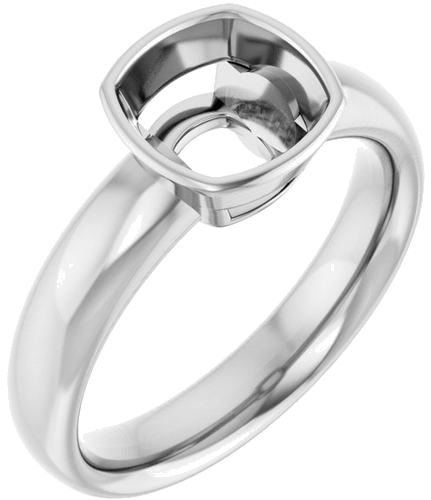 Sužadėtuvių Žiedas „Bezel-Set Solitaire“ 14k white gold Cushion 7mm (1)