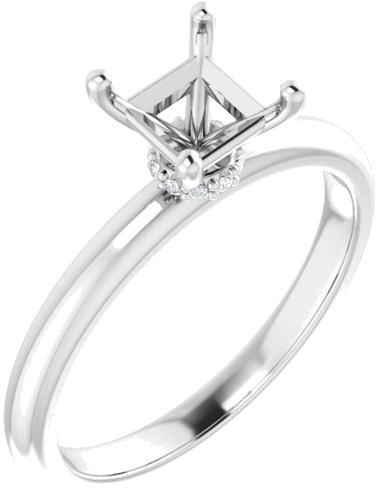 Sužadėtuvių Žiedas „Accented“ 14k white gold Square 5mm (1)