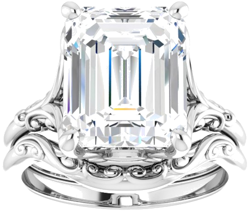 Sužadėtuvių Žiedas „Solitaire“ 14k white gold Emerald 11mm x 9mm (8)