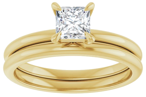 14K Yellow  4.5x4.5 mm Square Solitaire Engagement Ring Mounting (8)