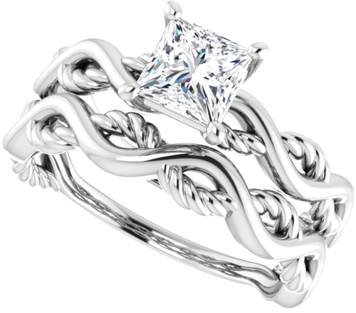 Sužadėtuvių Žiedas „Infinity-Inspired“ 585 Baltojo Aukso Square 5mm (10)