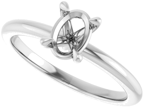 Sužadėtuvių Žiedas 585 Baltojo Aukso Oval 7mm x 5mm (5)