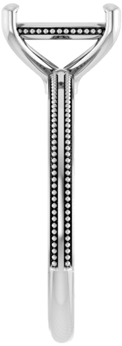 Sužadėtuvių Žiedas „Solitaire Milgrain“ 14k white gold Elongated Cushion 9mm x 7mm (4)