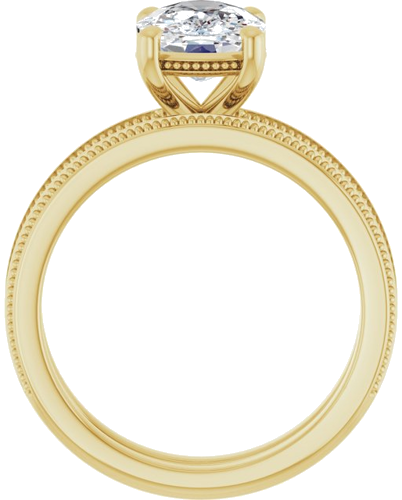 Sužadėtuvių Žiedas „Solitaire Milgrain“ 14k yellow gold Elongated Cushion 9mm x 7mm (7)