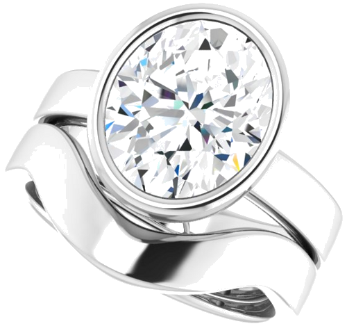 Sužadėtuvių Žiedas „Solitaire“ 585 Baltojo Aukso Oval 11mm x 9mm (10)