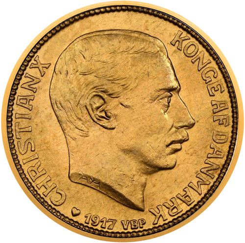 10 крон Королевство Дания золотая монета с изображением Кристиана X (1)