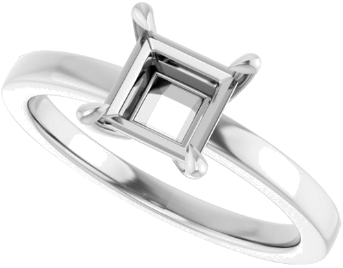 Sužadėtuvių Žiedas „Claw-Prong Solitaire“ 14k white gold Square 5.5mm (5)