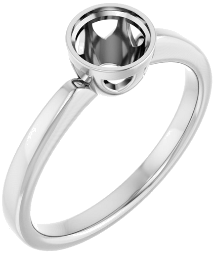 Sužadėtuvių Žiedas „Bezel-Set Solitaire“ 14k white gold Round 5.8mm (1)