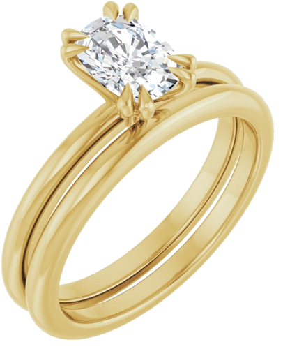 Sužadėtuvių Žiedas „Double Claw-Prong“ 14k yellow gold Elongated Cushion 7mm x 5mm (6)