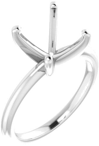 14K White  9 mm Cushion Solitaire Engagement Ring Mounting (1)