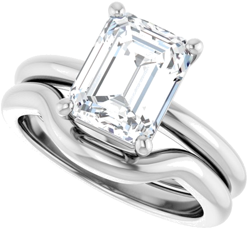 Sužadėtuvių Žiedas 14k white gold Emerald 9mm x 7mm (10)