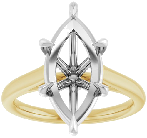 Sužadėtuvių Žiedas „Claw-Pong“ 14k yellow/white gold Marquise 16mm x 8mm (3)