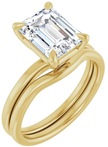 Sužadėtuvių Žiedas 14k yellow gold Emerald 9mm x 7mm (6)