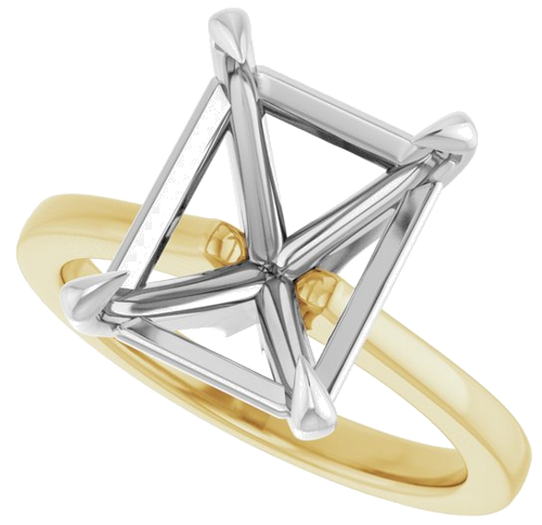Sužadėtuvių Žiedas „Claw-Prong“ 14k yellow/white gold Emerald 11mm x 9mm (5)