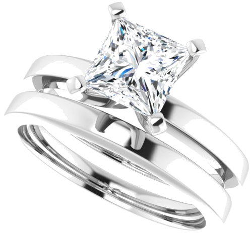 14K White 6x6 mm Square Solitaire Engagement Ring Mounting (10)