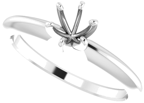 14K White 4.2-4.9 mm Round 6-Prong Comfort-Fit Solitaire Ring Mounting (5)