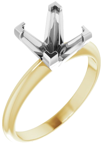 Sužadėtuvių Žiedas „V-End Solitaire“ 585 Baltojo Ir Geltonojo Aukso Square 7.5mm (1)