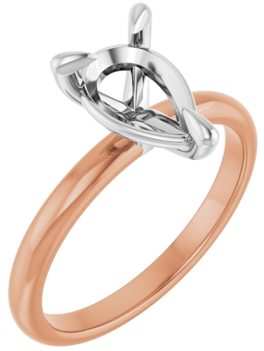 14K Rose White 10 x 7 mm Pear Engagement Ring Mounting (1)
