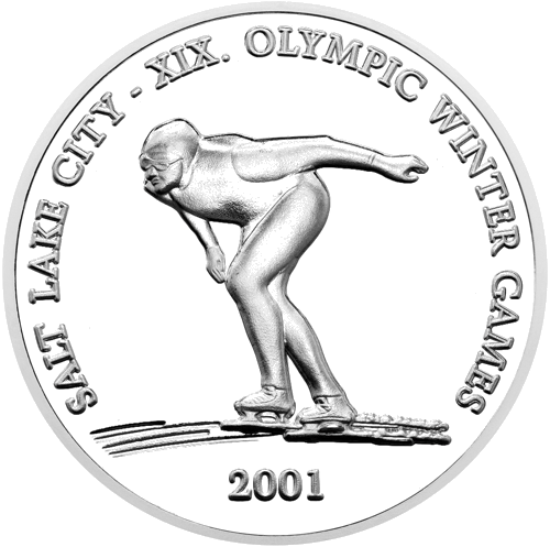 500 Tugriku Ātrslidošana 2001 Mongolija sudraba monēta (1)