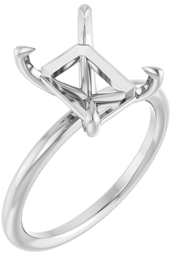 Sužadėtuvių Žiedas „Claw-Prong Solitaire“ 14k white gold Emerald 10mm x 8mm (1)
