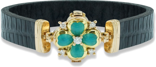 Odinė apyrankė su keturlapiu dobilu, inkrustuotu briliantais ROYAL CLOVER (2)