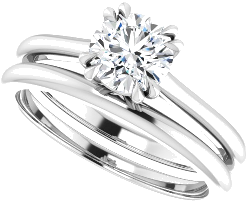 Sužadėtuvių Žiedas „Double Claw-Prong“ 950 Platinos Round 6mm (10)
