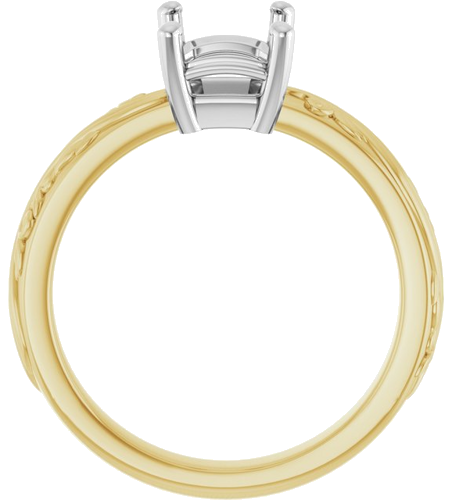 Sužadėtuvių Žiedas „Solitaire Sculptural“ 14k yellow/white gold Emerald 8mm x 6mm (2)