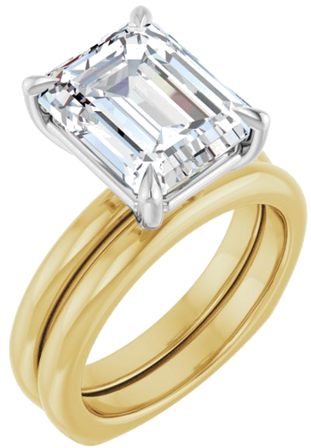 Sužadėtuvių Žiedas „Claw-Prong Euro Shank“ 14k yellow/white gold Emerald 11mm x 9mm (6)