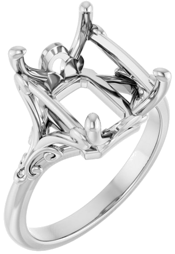 Sužadėtuvių Žiedas „Solitaire“ 14k white gold Emerald 11mm x 9mm (1)