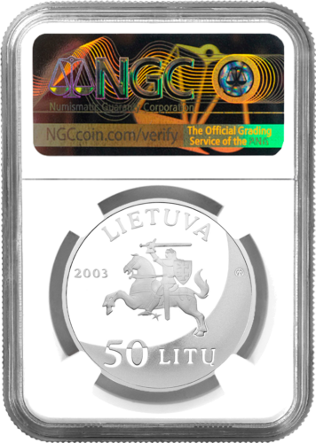 2004 Lithuania Olympic Games in Athens 50 litas silver coin PF 70 ULTRA CAMEO (2)