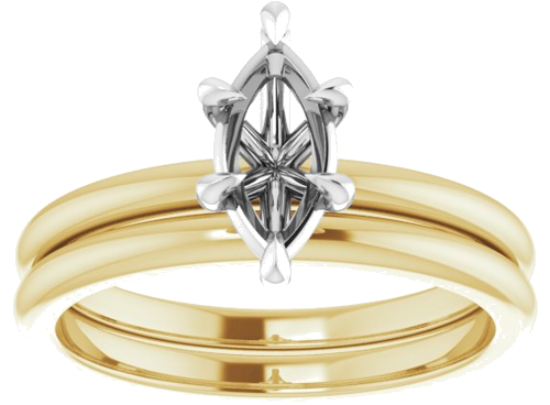Sužadėtuvių Žiedas „Claw-Prong“ 14k yellow/white gold Marquise 9mm x 4.5mm (8)