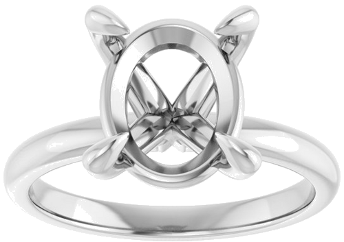 14K White  11x9 mm Oval Solitaire Engagement Ring Mounting (3)