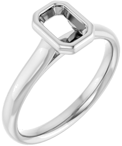14K White  6x4 mm Emerald Solitaire Engagement Ring Mounting (1)
